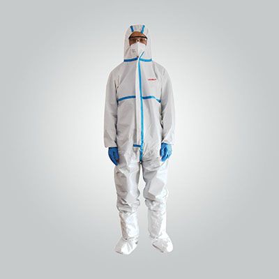 Safety clothing good breathability One-piece protection clothing chemical nonwoven protection suit white with adhesive strip